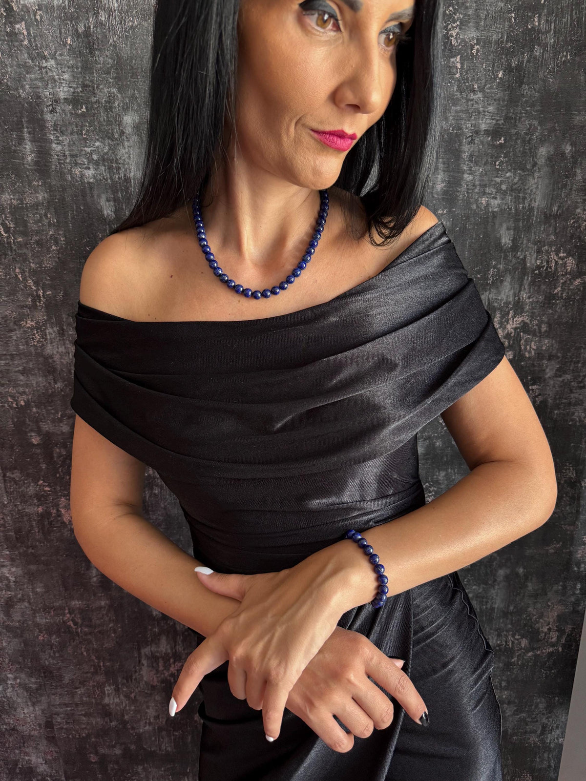 Lapis Necklace for Women Natural Gemstone Necklace Lapis Bead Necklace 8mm Bead Necklace Blue Beaded Necklace Royal Blue Necklace Gemstone Choker Statement Necklace September Birthstone September Birthday Gift Gift for Her Gold Lapis Necklace Blue Stone Necklace Classic Gemstone Jewellery