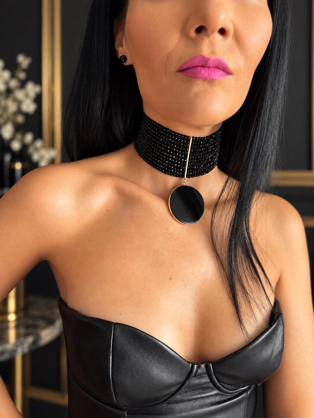 necklace wide black choker obsidian pendant necklace gothic collar necklace statement choker black choker faceted onyx necklace dark academia jewelry wide gemstone choker black tie jewellery little black dress necklace wedding guest neklace cocktail party jewelry gala necklace grounding crystal necklace protection stone jewelry natural obsidian natural onyx beads gift for her anniversary gift Christmas gift for her handmade gift custom size choker short choker
