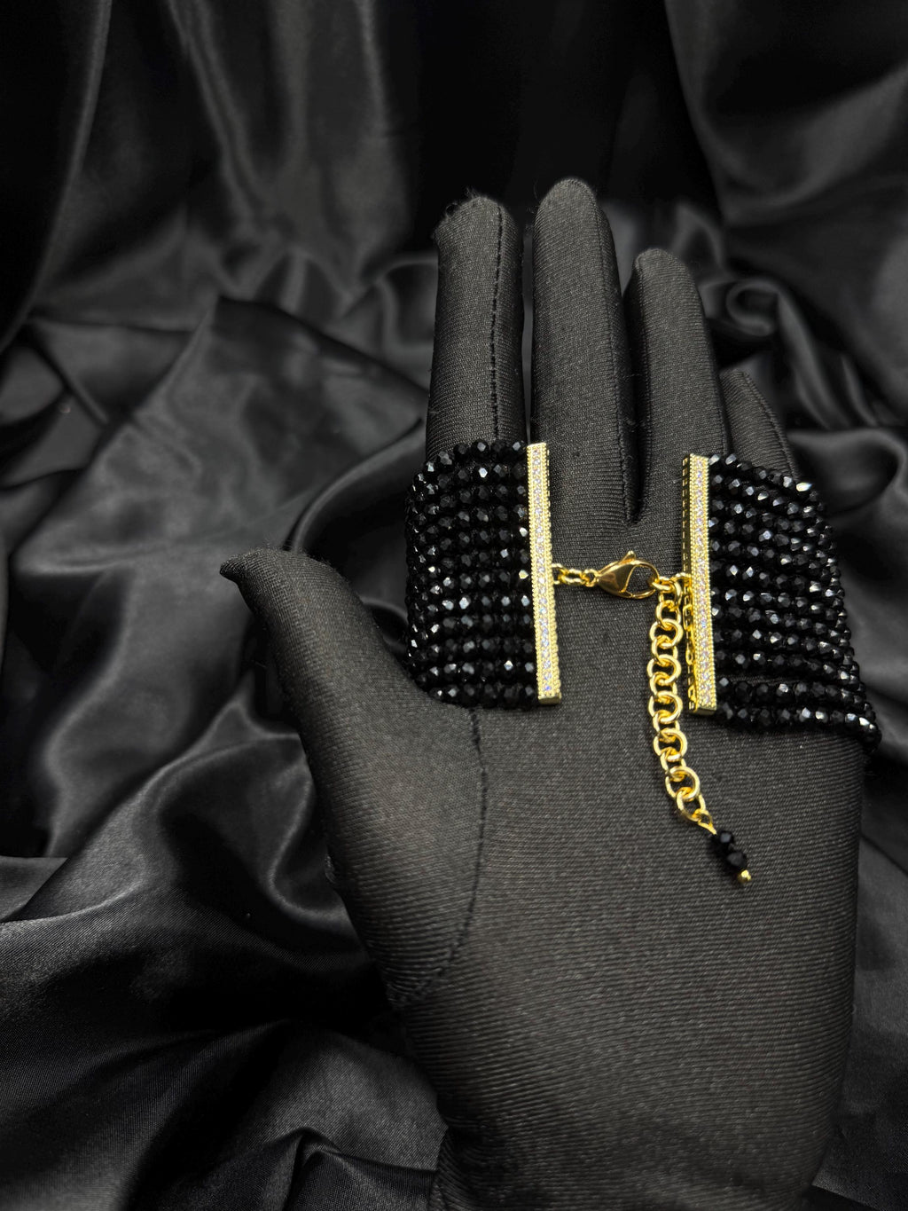 Black Onyx Choker Necklace Gothic Wide Gemstone Collar with Obsidian Pendant Custom Size Jewellery Grounding Protection Crystal Jewelry