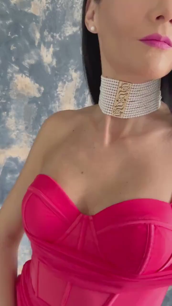 Pearl Choker Necklace Luxury Statement Wedding Elegant Gold Jewelry Evening Formal Event Accessory High Quality Bridal Gift Women Adjustable