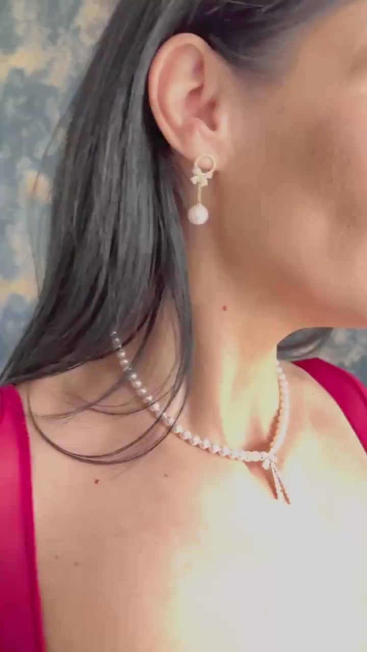 Pearl Wedding Earring Bridal Jewelry Gift Idea Elegant Design Classic Sparkly Accessory Formal Day Statement Dangle Drop Bridesmaid Bride