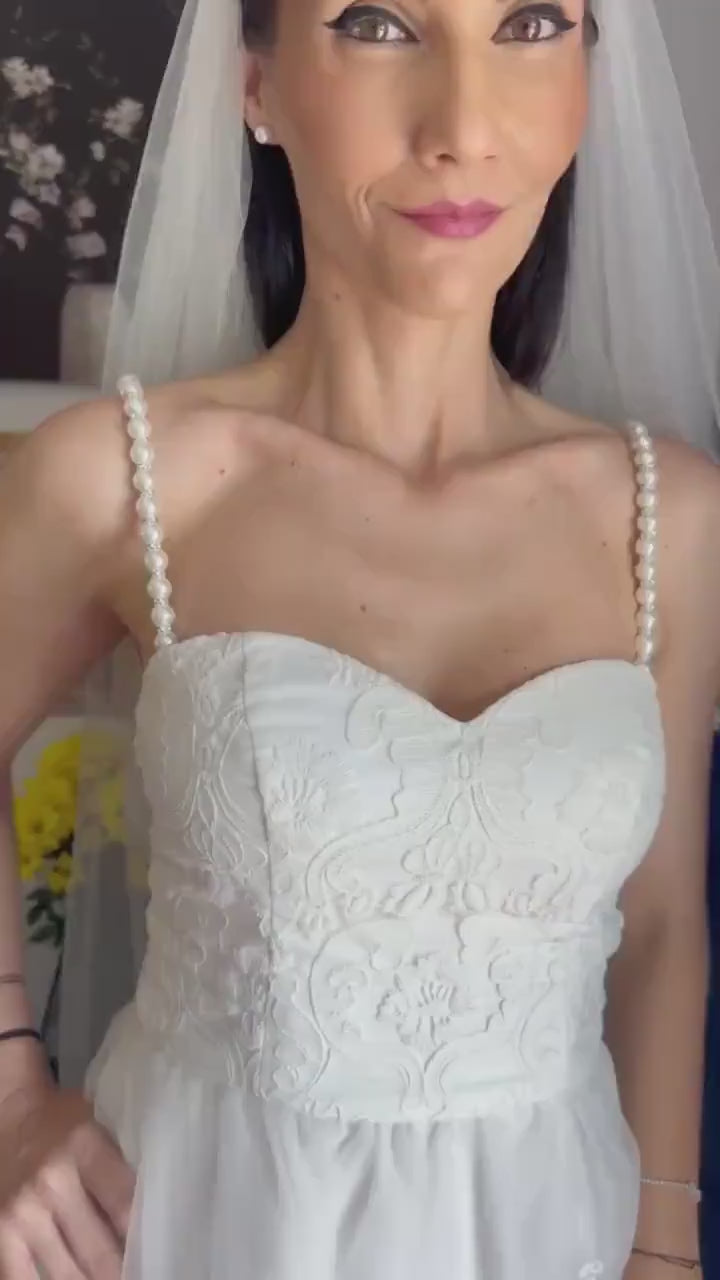 Pearl Dress Strap Shoulder Jewellery Bridal Accessory White Pearl Elegant Embellishment Dress Upcycle Idea Transformation Wedding Silver