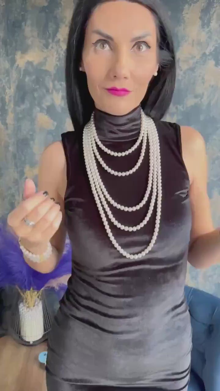 Cascade Long Pearl Necklace - Layered Vintage Style Jewellery